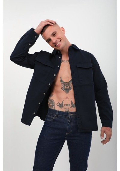 Banny Jeans Erkek Oversize Jean Gömlek Lacivert 001 Xs
