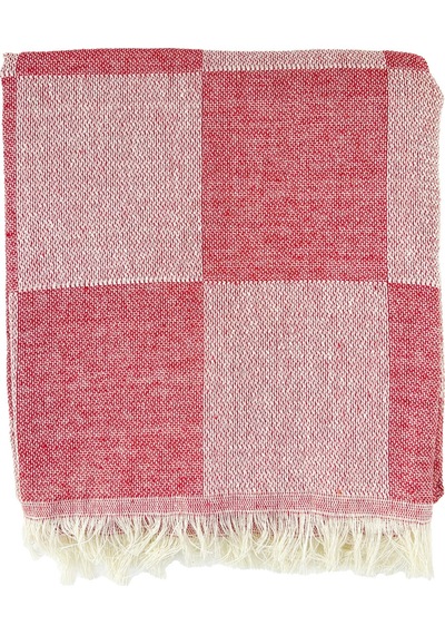 Dama Desenli Peştamal Plaj Havlusu 70x155 Cm Kırmızı