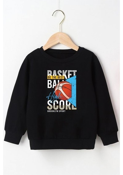 Fyk Kids 2'li Erkek Çocuk Baskılı Yuvarlak Yaka Sweatshirt Siyah - Gri1