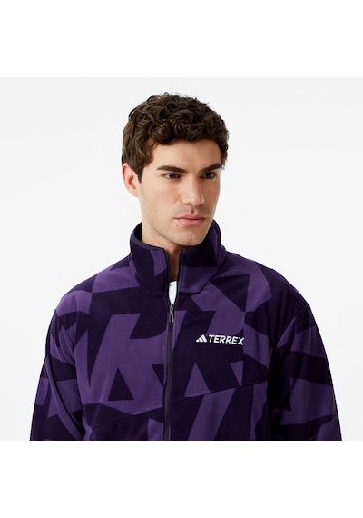Adidas Terrex Multi Printed Full Zip Fleece Erkek Mor Yürüyüş Polar Jm0135