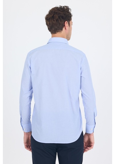 İmza Mavi Uzun Kol Pamuklu Basic Comfort Fit Gömlek 1004250002 Mavi
