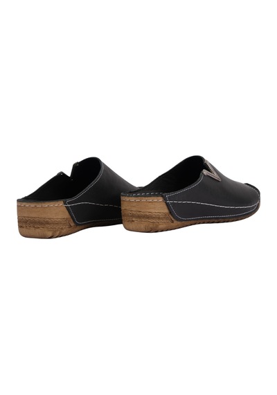 Napa Shoes Hakiki Deri Yumuşak Taban Rahat Günlük Kadın Terlik Napa-211 Siyah
