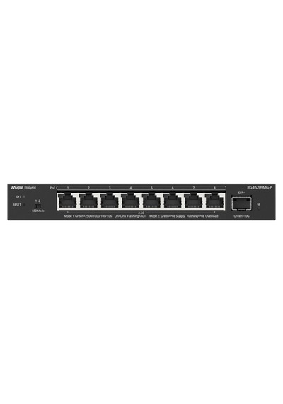 Ruıjıe Reyee Rg-es209mg-p 8 Port 2.5gb 130w Poe/1 Port 2.5g Rj45 + 1 Port 10g Sfp+ Uplınk L2 Cloud Y