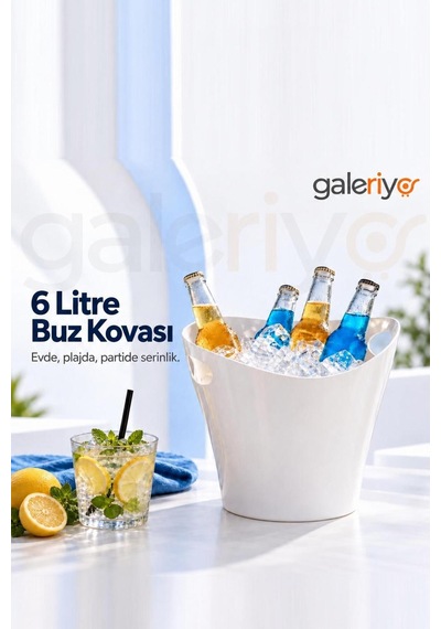 Galeriyo 6 Lt. İçecek Ve Buz Kovası Taşınabilir Beyaz