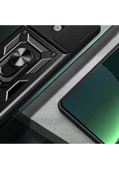 Zore Redmi Note 13 Pro 5g Kılıf Magnetik Standlı Kamera Korumalı Ogaa Sürgülü Vega Kapak - Mavi