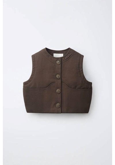Minigimin Cicileri Milano Gabardin Kapitone Elyaflı Unisex Çocuk Yelek - Kahve Kahverengi Minigimin Cicileri Milano Gabardin Kapitone Elyaflı Unisex Çocuk Yelek - Kahve Kahverengi