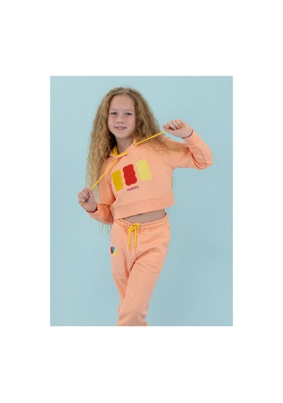 Haribo Somon Kız Çocuk Kapüşonlu Cropped Fit İşlemeli Sweatshirt Hrbtxt311 Somon