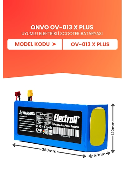 Onvo Ov-013 X Plus Yüksek Kapasite Batarya 48v 24.5ah Pil