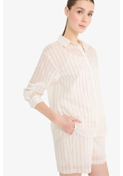 Defacto Oversize Geniş Kalıp Çizgili Modal Uzun Kollu Gömlek F0914ax25smbg284 Bej Defacto Oversize Geniş Kalıp Çizgili Modal Uzun Kollu Gömlek F0914ax25smbg284 Bej