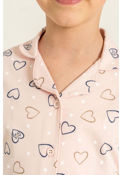 Rolypoly Anne Kız Hearts Pembe Gömlek Pijama Takımı Rp3903-a-v1 Rp3903-a-v1