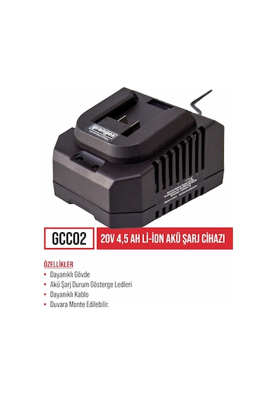 Grangos Li-ıon Akü Şarj Cihazı 20 Volt 4,5 Ah