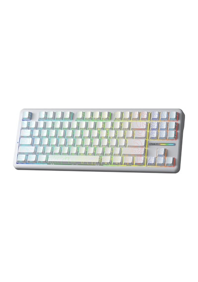 Aula F87 Pro Mekanik Rgb Tkl Kayhua İntelligent Switch Kablosuz Makrolu Hot Swap Klavye Desenli Beyaz