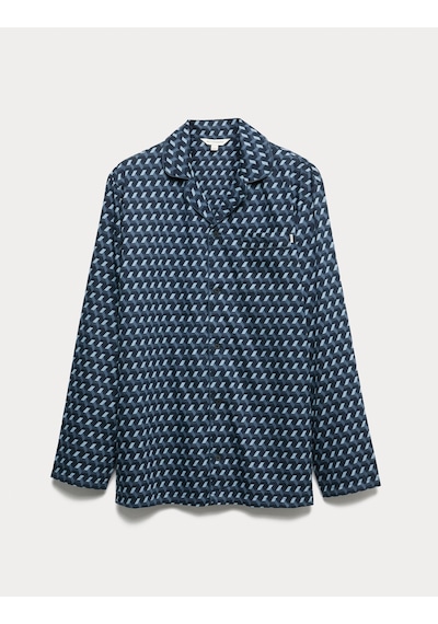 Marks & Spencer Pamuk Karışımlı Pijama Üstü T07001327a Lacivert