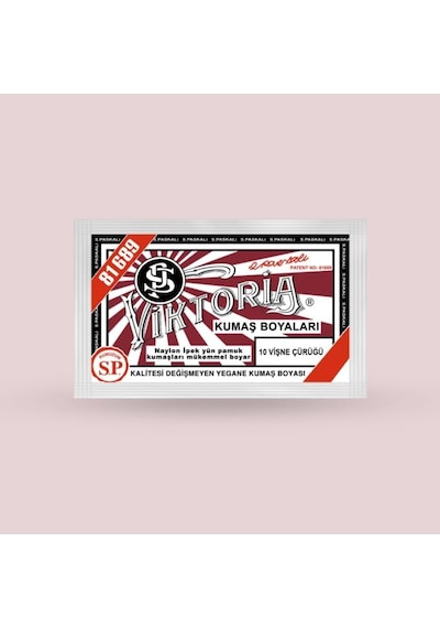 Viktoria Kumaş Boyasi 10 Vişne Çürüğü - 3 Paket Boya + 2 Paket Fiske Çok Renkli