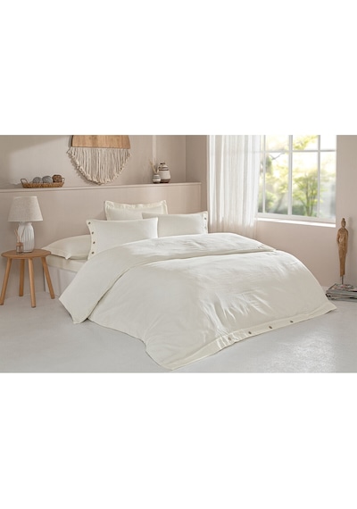 Özdilek Nadia King Size Muslin Nevresim Takımı Krem