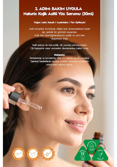 Naturix Kojik Asitli 3'lü Leke Karşıtı Bakım Seti Yüz Temizleme Jeli 250 Ml + Serum 30 Ml + Krem 50 Ml