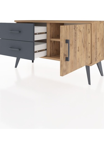 Arges Şifonyer Tek Raflı 2 Çekmeceli Tek Kapaklı 88x30x48 Çam-çam/antrasit Çam/antrasit Arges Şifonyer Tek Raflı 2 Çekmeceli Tek Kapaklı 88x30x48 Çam-çam/antrasit Çam/antrasit