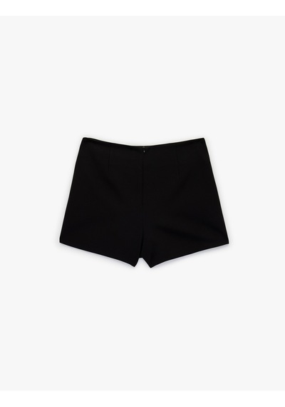 Koton Drape Detaylı Kruvaze Mini Şort Etek Siyah 6sak70095pw Siyah