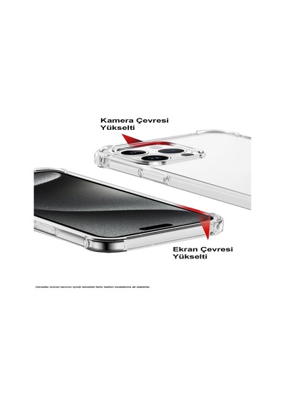 Kzy İletişim Apple İphone 8 İle Uyumlu Kapak Kamera Bölümü Açık Airbag Antishock Köşe Korumalı Şeffaf Silikon Kılıf
