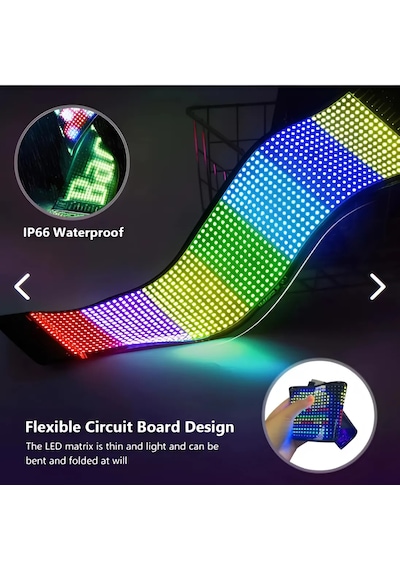 Araç Led Kayan Yazı Emoji Matrix Panel Kişiselleştirilebilir Tele