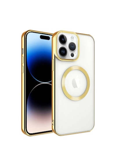 Apple Uyumlu iPhone 14 Pro Max Kılıf Magsafe Köşeleri Renkli Lüx Şeffaf
