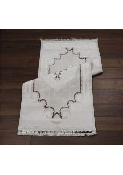 Nostalji Seri Klasik Motifli Altı Kaymaz Makine Dokuma Halı 13455-837 Beyaz