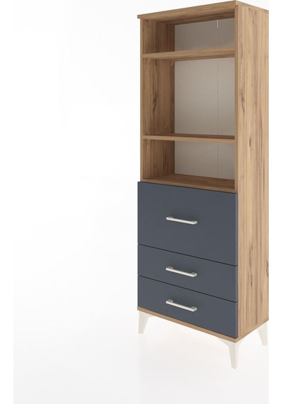 Arges Dolap 3 Raflı 3 Çekmeceli 60x30x163 Çam-antrasit Çam