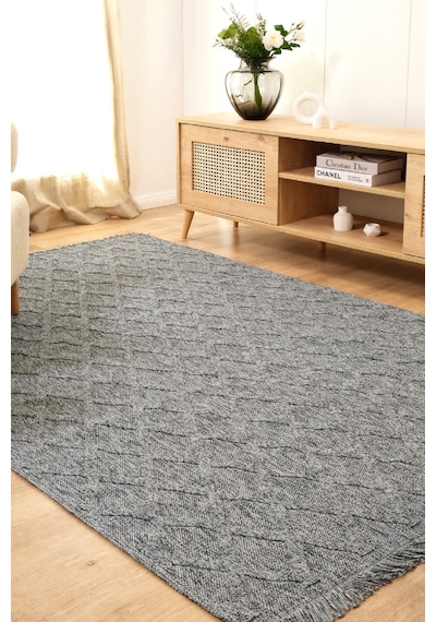 Kaşmir Halı Kilim/Jüt Belek Gri 100x300 CM Salon Mutfak Halısı Yolluk Kilim