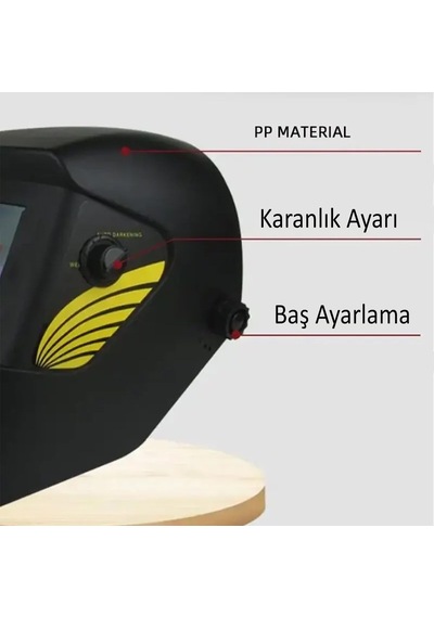 Otomatik Kararan Güneş Enerjili Pilli Baş Maskesi Siperlik Kartuşlu Kaynak Gözlüğü Ayarlanabilir