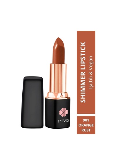Shimmer Lipstick Orange Rust - Işıltı Ruj - No: 901 - Vegan & Temiz Içerik Çok Renkli
