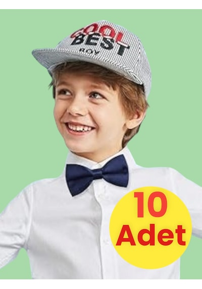 Tezzgelsin Erkek Çocuk Saten Papyon 10 Adet Lacivert