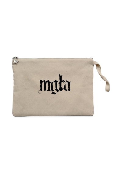 Mgla Logo Text Krem Clutch Astarlı Cüzdan / El Çantası Krem