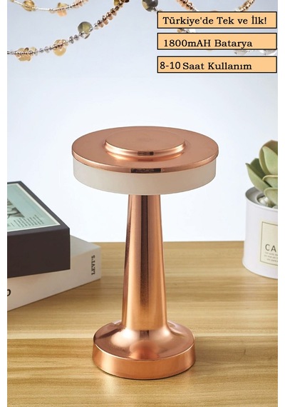 Rose Gold Renkli Dekoratif Dokunmatik Masa Lambası Şarjlı Dim Edilebilir Renkli