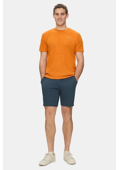 Taylor Kiremit Bisiklet Yaka Krinkıl Hafif Kumaş Metal Logolu Standard Fit Erkek Tshirt Kiremit