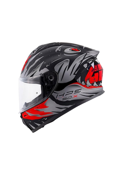 50.x Sharkbıte Mat Siyah-gri-kırmızı Kapalı Motosiklet Kaskı Kırmızı