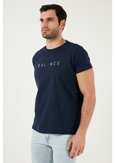 Buratti Pamuklu Slim Fit Bisiklet Yaka Erkek T Shirt 541Balance Açık Lacivert