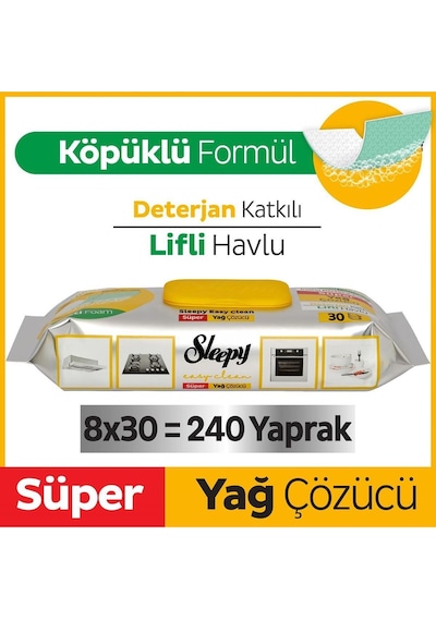 Sleepy Easy Clean Süper Yağ Çözücü Havlu 8x30 240 Yaprak Diğer