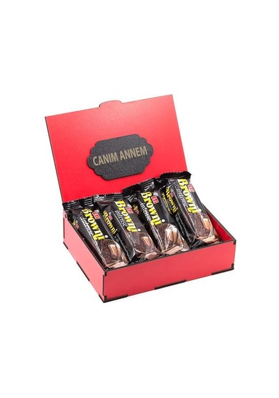 Sevdiklerinize Özel Kırmızı Ahşap Hediye Kutusunda 4 Adet Browni Intense Canım Annem Yazılı