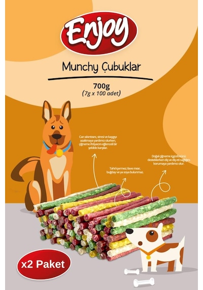Enjoy Munchy Burgu Çubuk Köpek Kemiği 7g X 200 Adet
