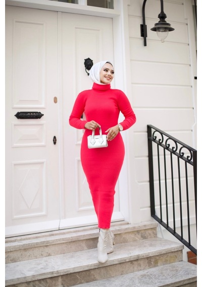 Hira Life Fashion Kadın Elbise Tesettür Giyim Balıkçı Yaka Ve Dar Kesim Triko Kalem Elbise Fuşya Fuşya Hira Life Fashion Kadın Elbise Tesettür Giyim Balıkçı Yaka Ve Dar Kesim Triko Kalem Elbise Fuşya Fuşya
