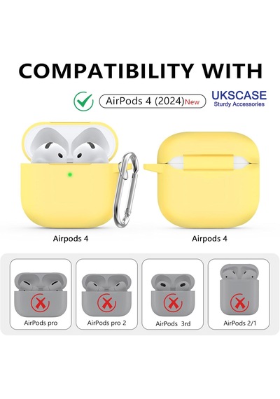 Apple Uyumlu AirPods 4. Nesil Soft Silikon Kılıf Düz Renkler Sarı