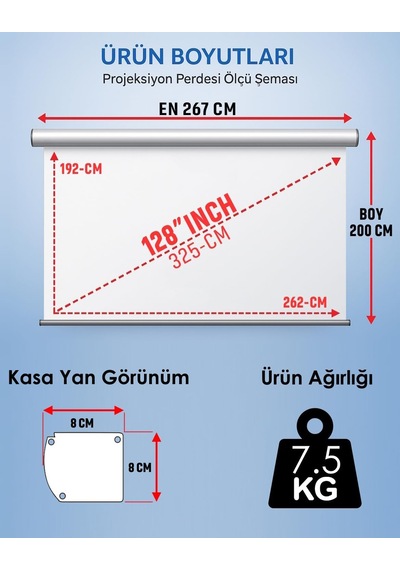 Gölge Stor En267cm Boy200cm Projeksiyon Perdesi Motorlu-yeni Akıllı Kumaş Teknolojisi