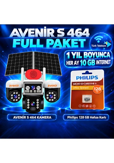 Avenir S464 Solar 4g Kamera Full Paket 128 Gb Hafıza Kartı Ve 1 Yıl Boyunca Her Ay 10 Gb Türk Telekom İnternet