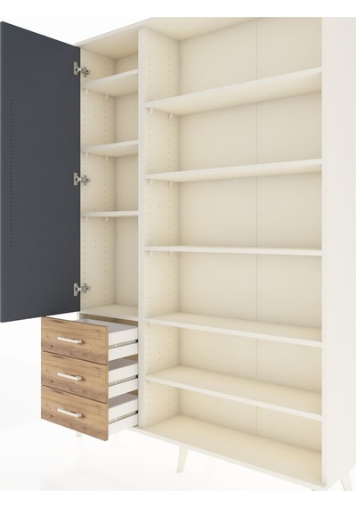 Arges Dolap 9 Raflı 3 Çekmeceli 3 Kapaklı 132x30x195 Aytaşı-antrasit/çam Antrasıt/atlas Çam Arges Dolap 9 Raflı 3 Çekmeceli 3 Kapaklı 132x30x195 Aytaşı-antrasit/çam Antrasıt/atlas Çam