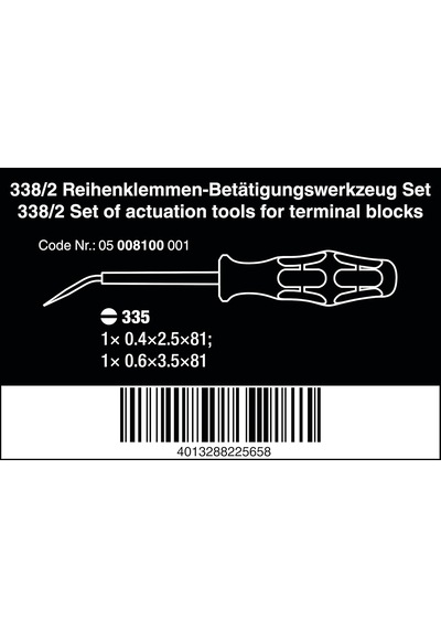 Wera 338/2 Klemensler Için Alet Seti, 2 Parça - 05008100001