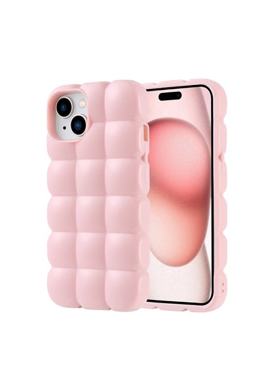 Apple Uyumlu iPhone 15 Kılıf Parlak Esnek Silikon Zore Dom Dom Kapak Pembe