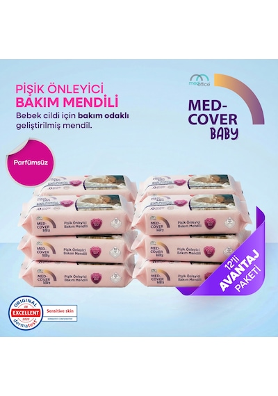 Med-cover Baby Pişik Önleyici Bakım Mendili 50'li x 12 Avantaj Paketi