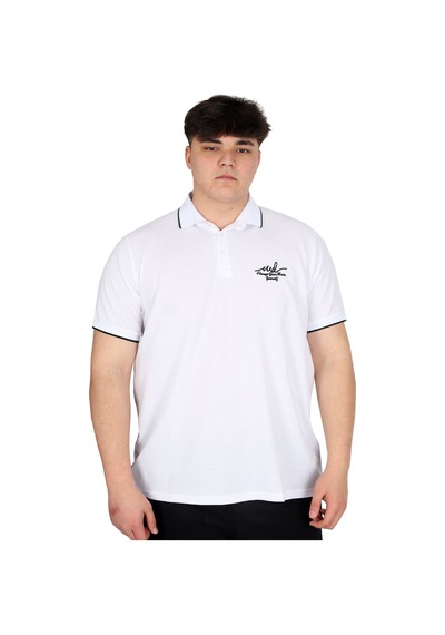 Mode Xl Büyük Beden Erkek Polo Yaka Tişört Waffle Md U24299 Beyaz Beyaz