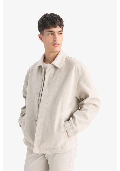 Defacto Oversize Geniş Kalıp Gömlek Yaka Çıtçıtlı Fermuarlı Süet Mont E8899ax25aubg766 Bej