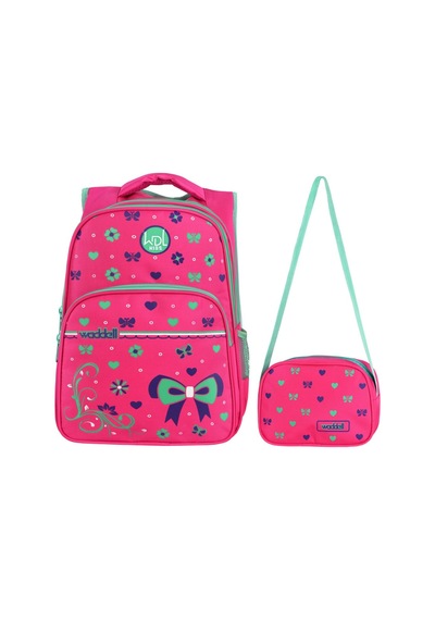 Pembe Kalp Desenli İlkokul Sırt Ve Beslenme Çantası 3025 Pembe